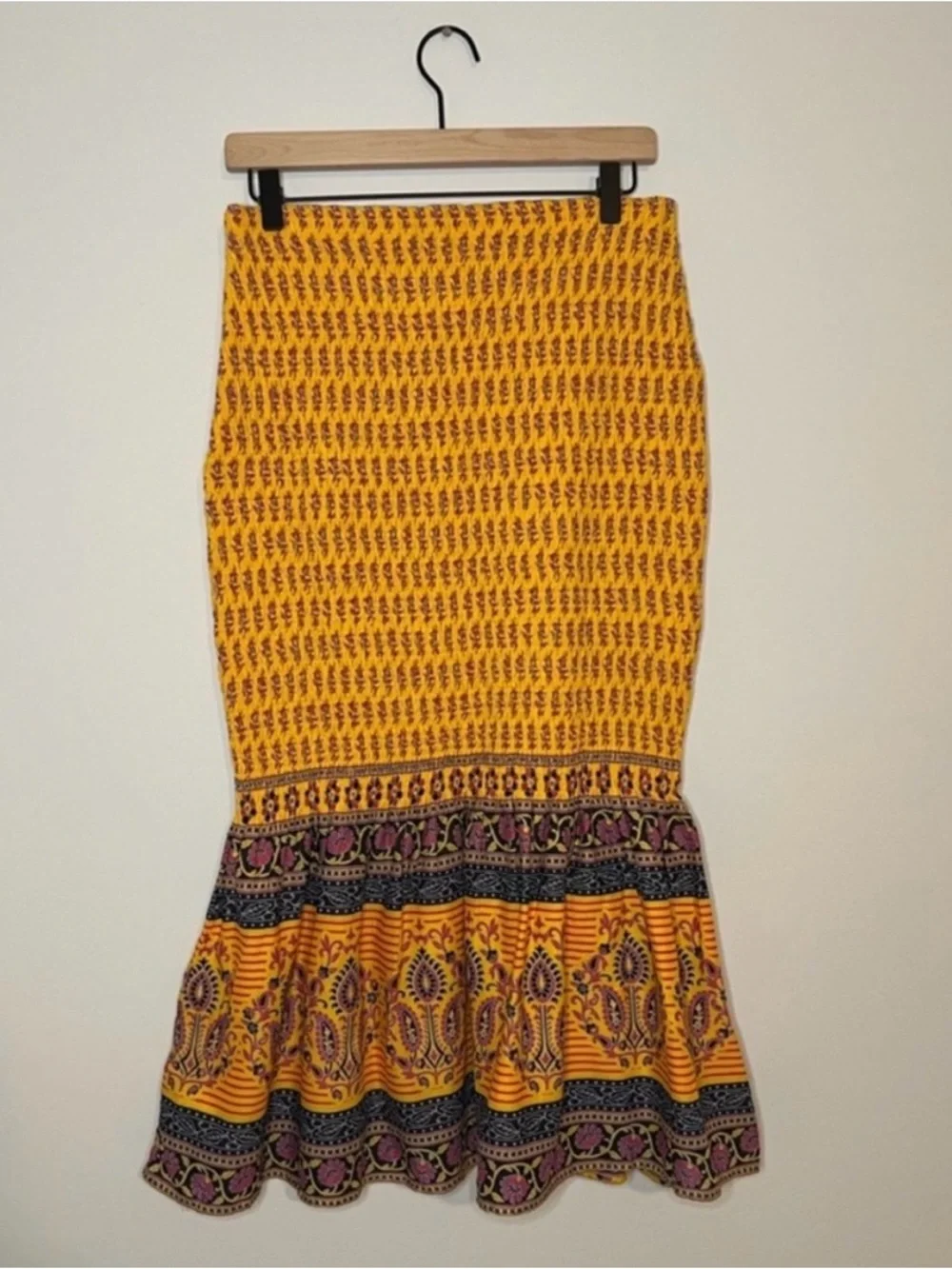 J.Crew Sunny Block Print Midi Skirt NWT Size 2 Boho Summer Yellow Cotton - Picture 8 of 8